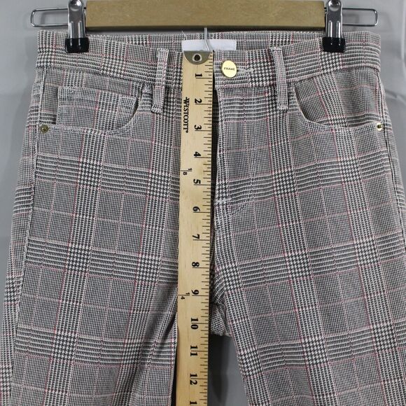 Frame Jeans Womens 24 Denim High Rise Crop Mini Boot Cut Washed Plaid Pant - Picture 11 of 14